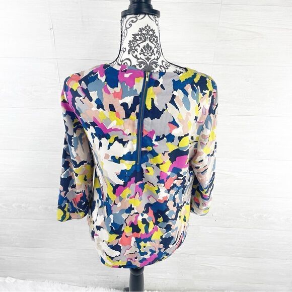 Boden Eliza Floral Silk Blend 3/4 Slreves Silk Blend Top - Picture 7 of 9